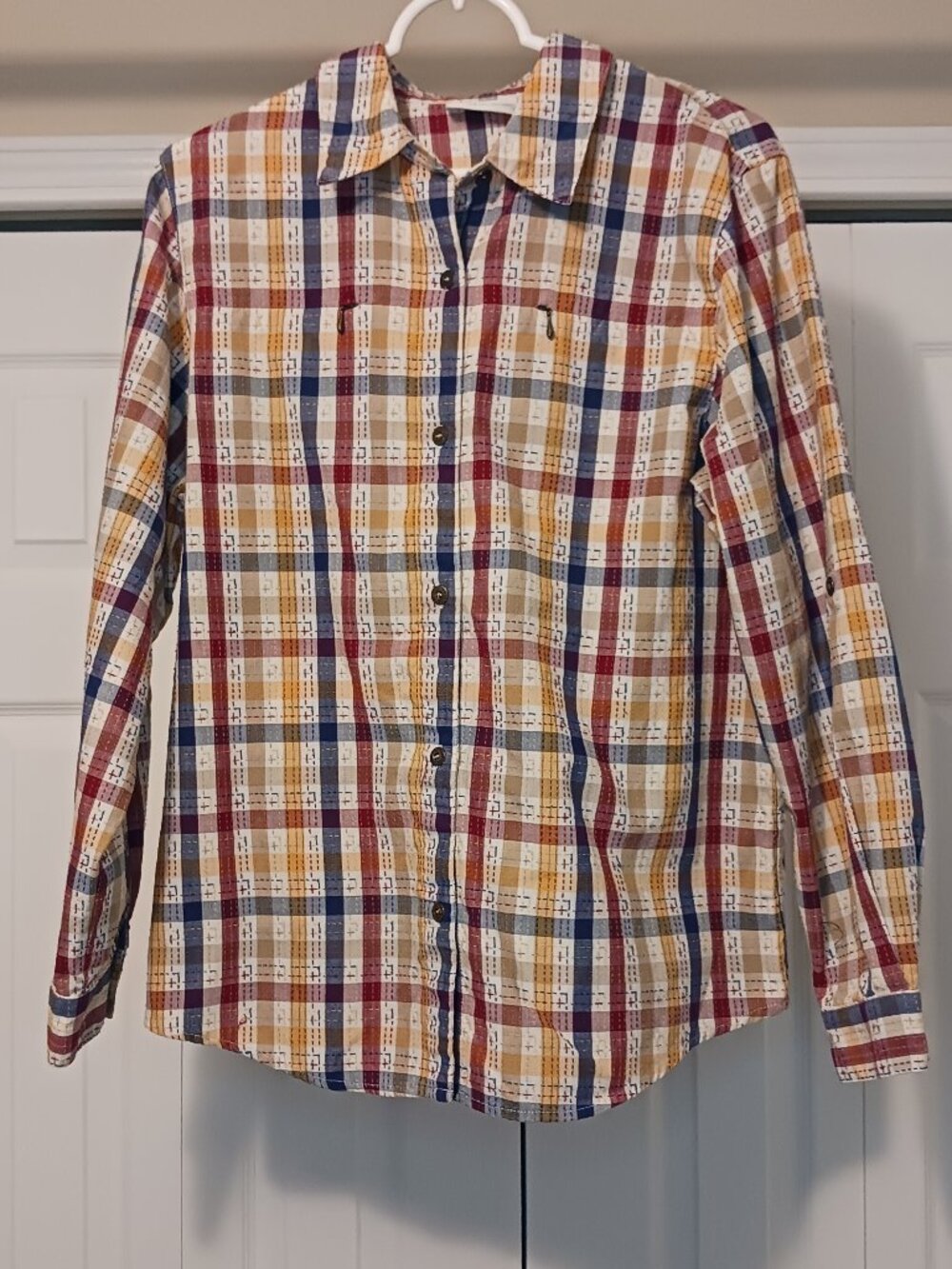 #3 3/$18 - Alfred Dunner Red/Blue Button Down Top Size 12